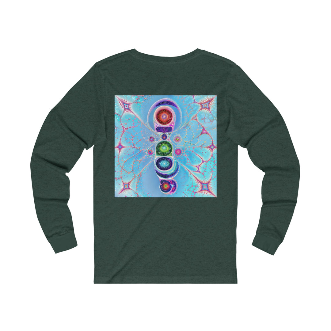 Vibrant Fractal Blossoms - Unisex Jersey Long Sleeve Tee - Long-sleeve - g(0D·IO) - S - Heather Forest -