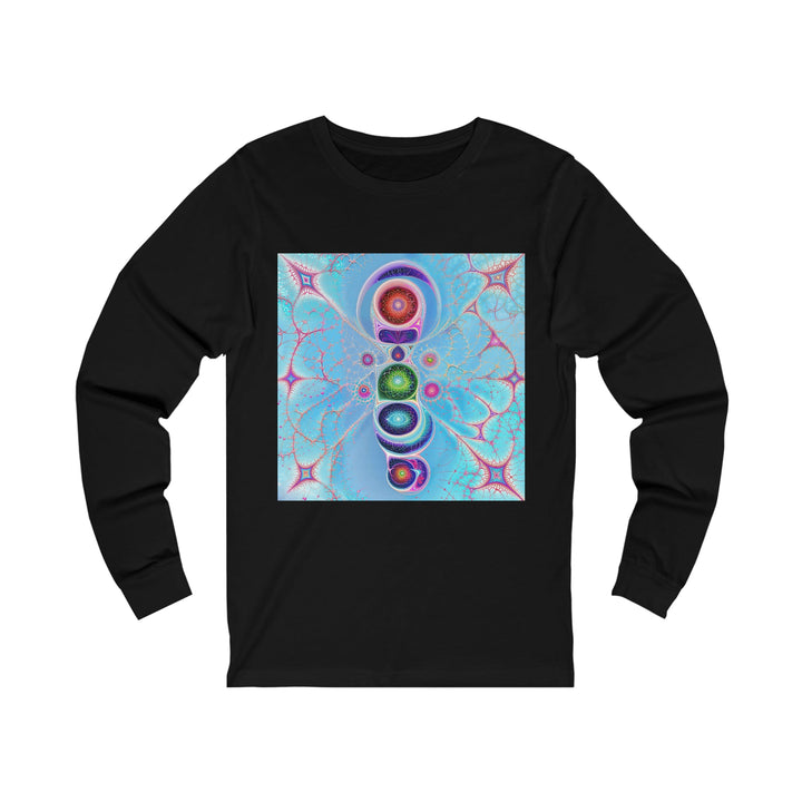 Vibrant Fractal Blossoms - Unisex Jersey Long Sleeve Tee - Long-sleeve - g(0D·IO) - S - Black -