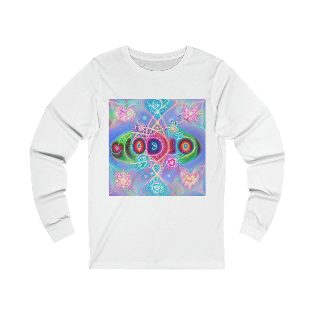 Vibrant Fractal Blossoms - Unisex Jersey Long Sleeve Tee - Long-sleeve - g(0D·IO) - S - White -