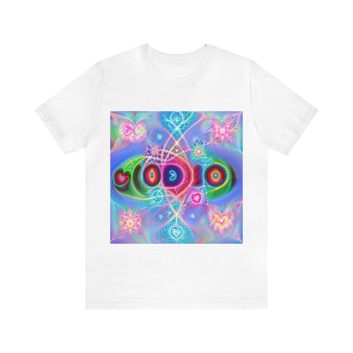 Vibrant Fractal Blossoms - Unisex Jersey Short Sleeve Tee - T-Shirt - g(0D·IO) - White - S -