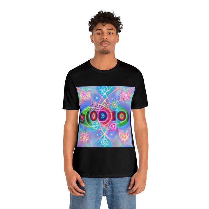 Vibrant Fractal Blossoms - Unisex Jersey Short Sleeve Tee - T-Shirt - g(0D·IO) - Black - S -