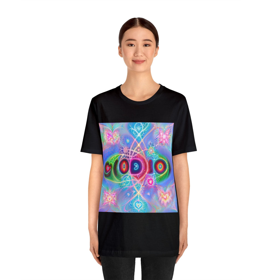 Vibrant Fractal Blossoms - Unisex Jersey Short Sleeve Tee - T-Shirt - g(0D·IO) - Black - S -