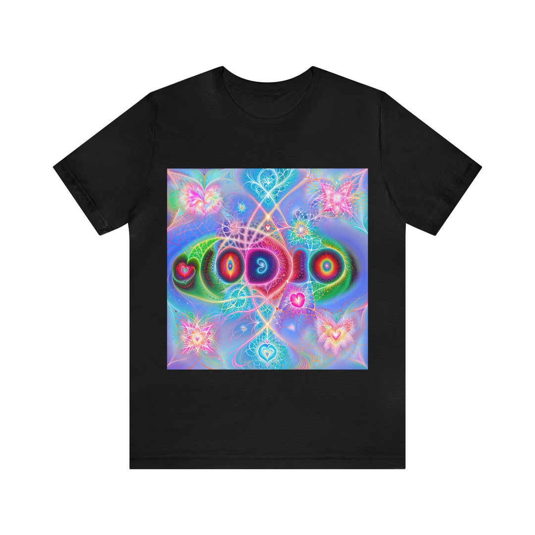 Vibrant Fractal Blossoms - Unisex Jersey Short Sleeve Tee - T-Shirt - g(0D·IO) - Black - S -