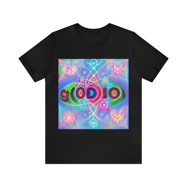 Vibrant Fractal Blossoms - Unisex Jersey Short Sleeve Tee - T-Shirt - g(0D·IO) - Black - S -