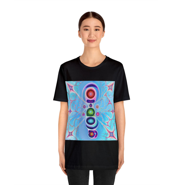 Vibrant Fractal Blossoms - Unisex Jersey Short Sleeve Tee - T-Shirt - g(0D·IO) - Black - S -