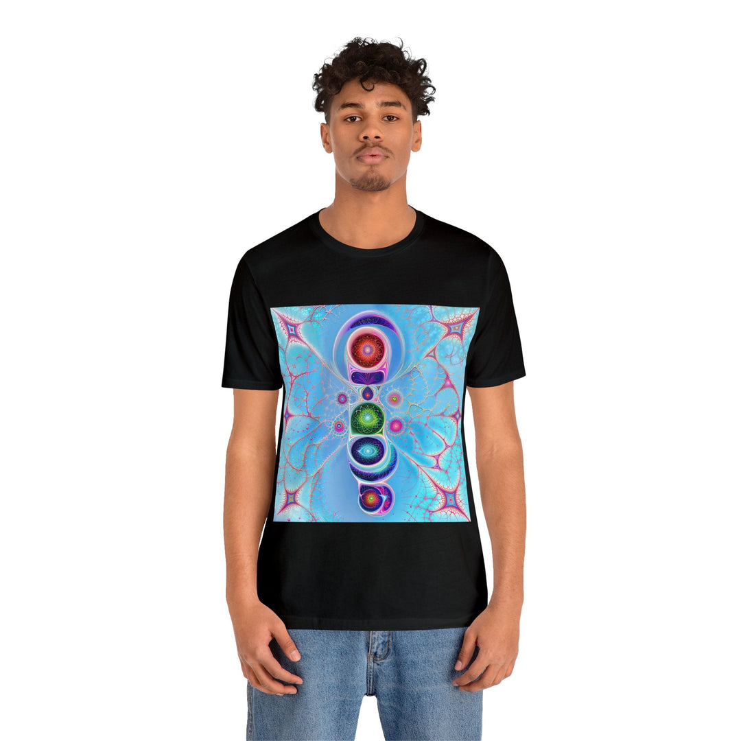 Vibrant Fractal Blossoms - Unisex Jersey Short Sleeve Tee - T-Shirt - g(0D·IO) - Black - S -