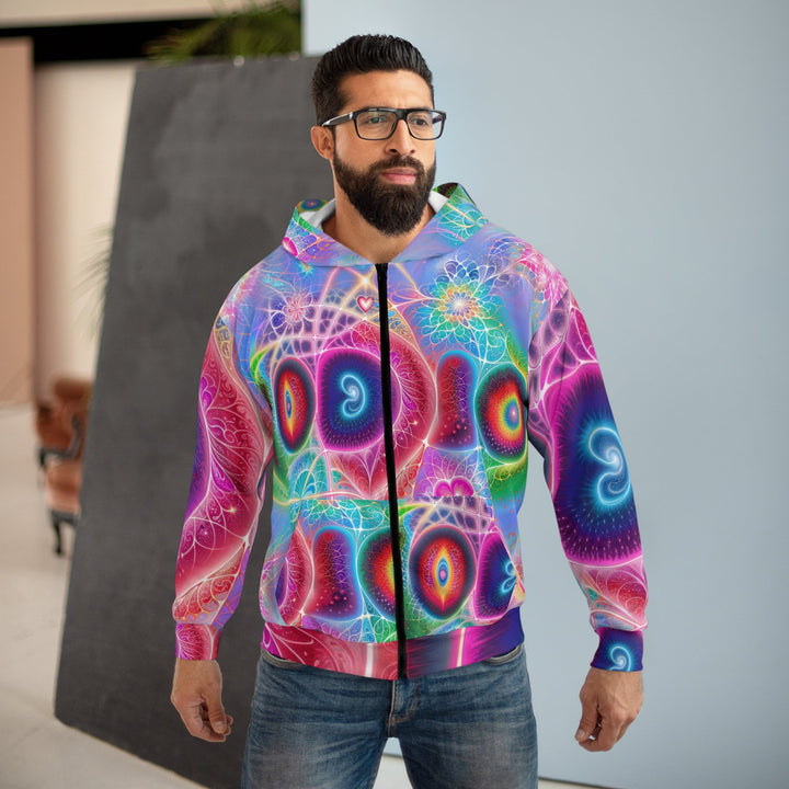 Vibrant Fractal Blossoms - Unisex Zip Hoodie - All Over Prints - g(0D·IO) - XS - -