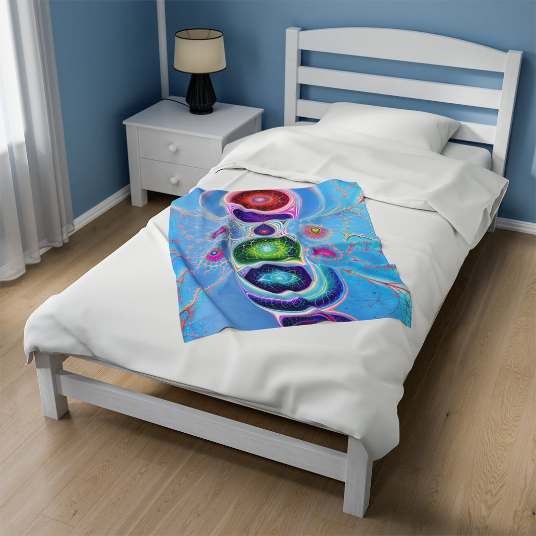 Vibrant Fractal Blossoms - Velveteen Plush Blanket - All Over Prints - g(0D·IO) - 60" × 80" - -