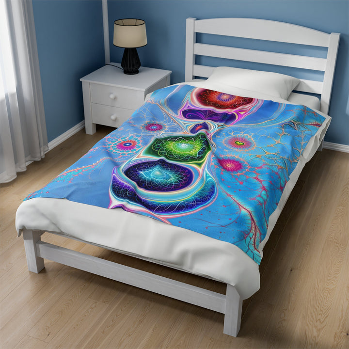 Vibrant Fractal Blossoms - Velveteen Plush Blanket - All Over Prints - g(0D·IO) - 60" × 80" - -