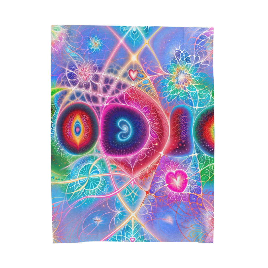 Vibrant Fractal Blossoms - Velveteen Plush Blanket - All Over Prints - g(0D·IO) - 60" × 80" - -