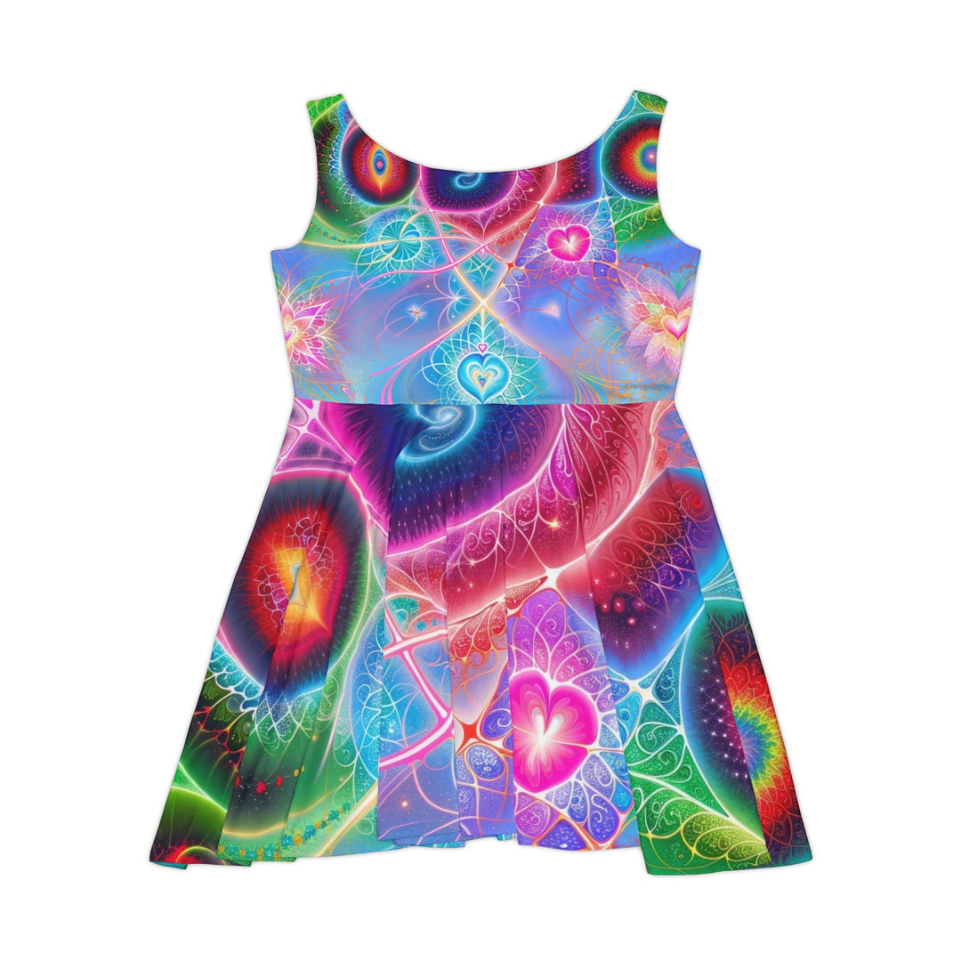 Vibrant Fractal Blossoms - Women's Skater Dress - All Over Prints - g(0D·IO) - L - -