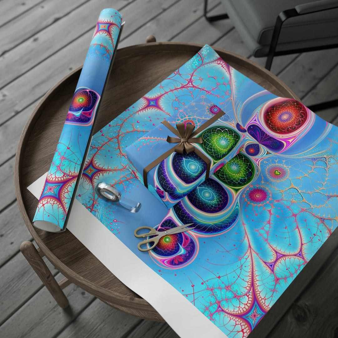 Vibrant Fractal Blossoms - Wrapping Paper - Home Decor - g(0D·IO) - 30" x 180" - Matte -