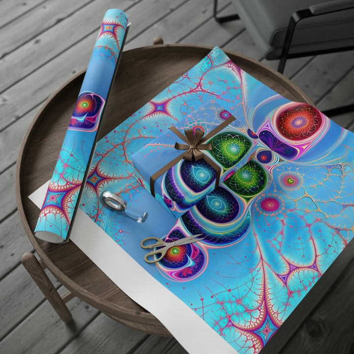 Vibrant Fractal Blossoms - Wrapping Paper - Home Decor - g(0D·IO) - 30" x 180" - Matte -