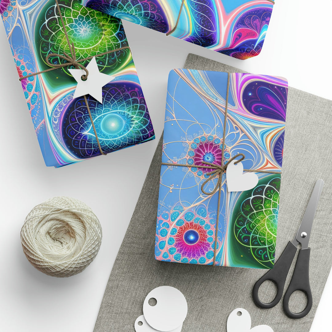 Vibrant Fractal Blossoms - Wrapping Paper - Home Decor - g(0D·IO) - 30" x 180" - Matte -