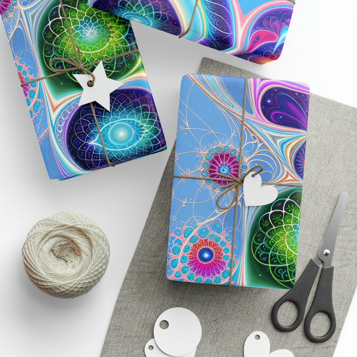 Vibrant Fractal Blossoms - Wrapping Paper - Home Decor - g(0D·IO) - 30" x 180" - Matte -
