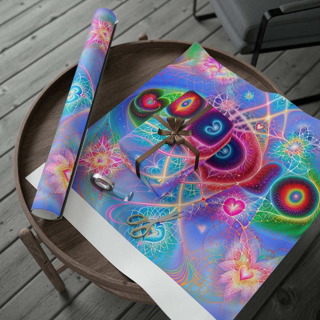 Vibrant Fractal Blossoms - Wrapping Paper - Home Decor - g(0D·IO) - 30" x 180" - Matte -