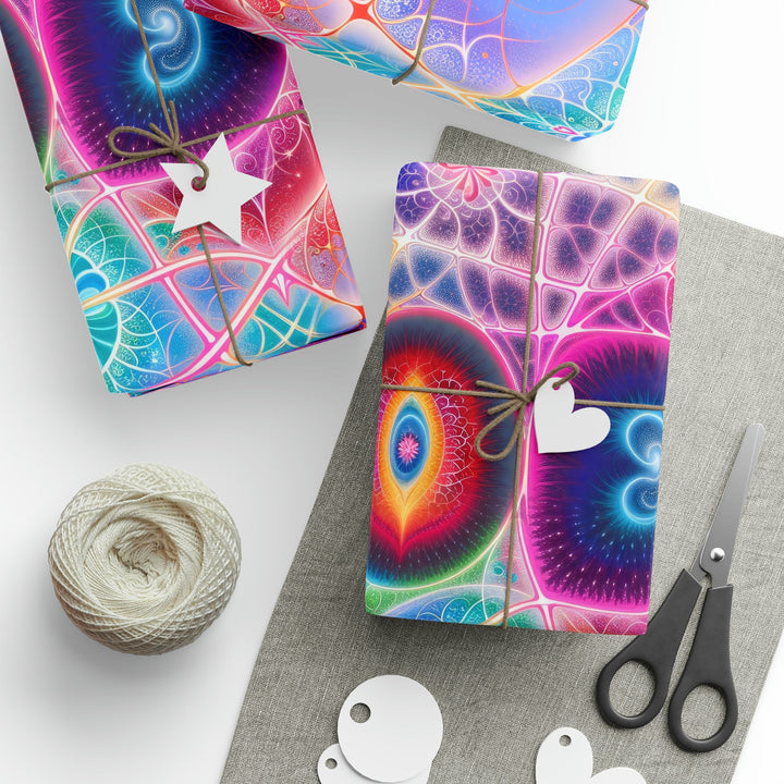 Vibrant Fractal Blossoms - Wrapping Paper - Home Decor - g(0D·IO) - 30" x 180" - Matte -
