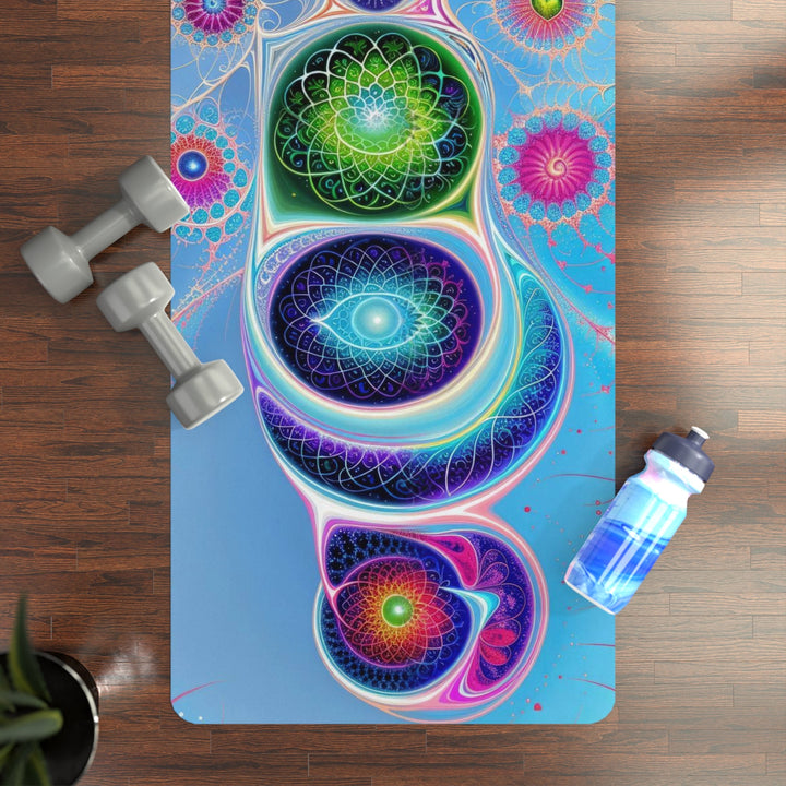 Vibrant Fractal Blossoms - Yoga Mat - Home Decor - g(0D·IO) - 24” x 68” - -