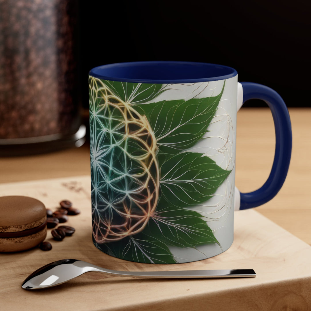 Vibrant Geometric Botanical - Accent Coffee Mug - Mug - g(0D·IO) - Pink - 11oz -