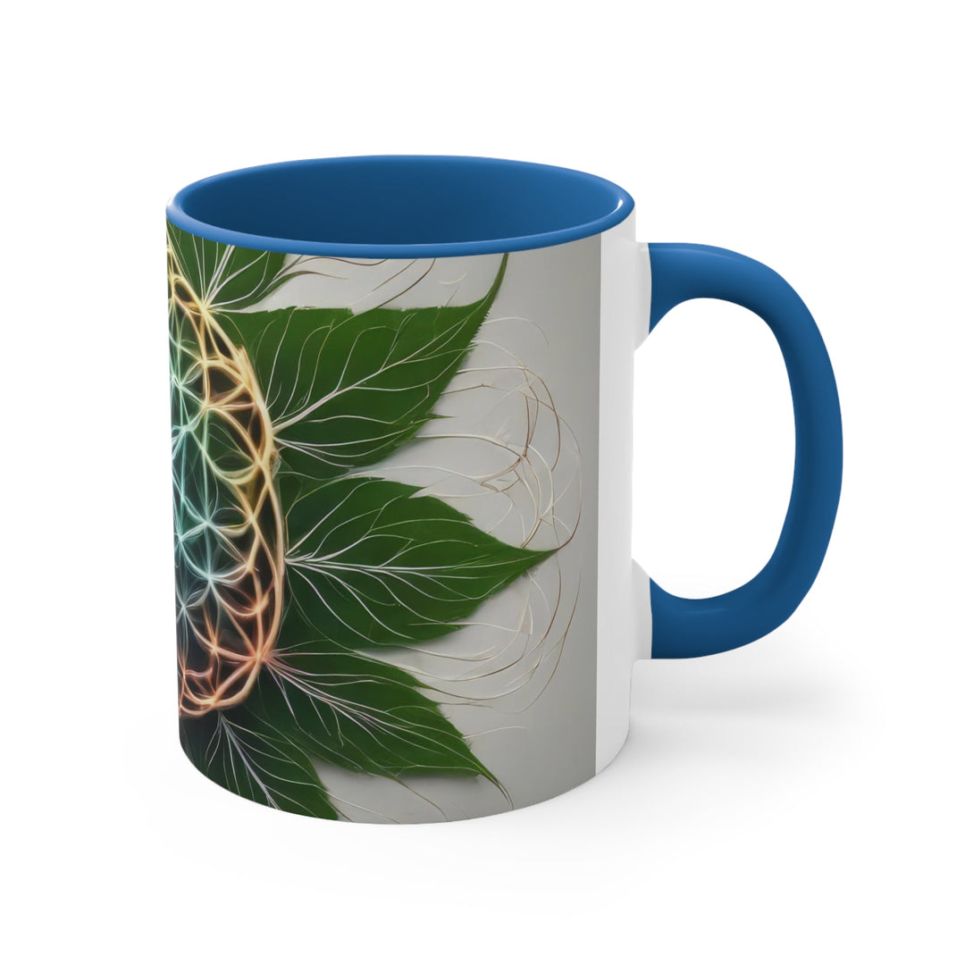 Vibrant Geometric Botanical - Accent Coffee Mug - Mug - g(0D·IO) - Pink - 11oz -