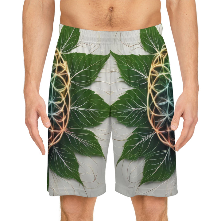 Vibrant Geometric Botanical - AOP Basketball Shorts - All Over Prints - g(0D·IO) - Seam thread color automatically matched to design - XS -