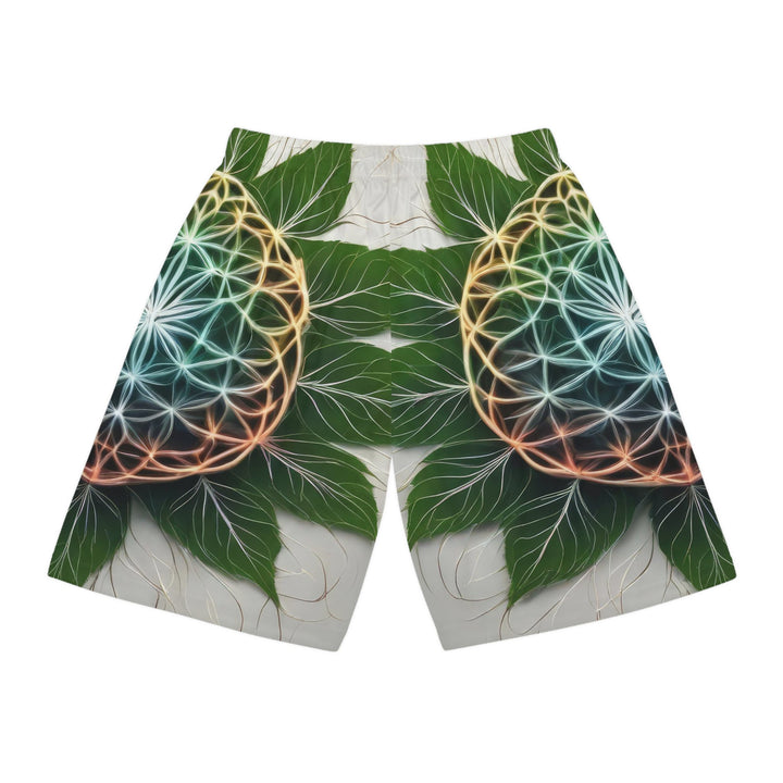 Vibrant Geometric Botanical - AOP Basketball Shorts - All Over Prints - g(0D·IO) - Seam thread color automatically matched to design - XS -