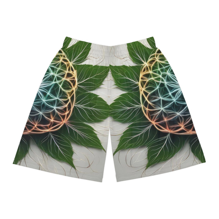 Vibrant Geometric Botanical - AOP Basketball Shorts - All Over Prints - g(0D·IO) - Seam thread color automatically matched to design - XS -