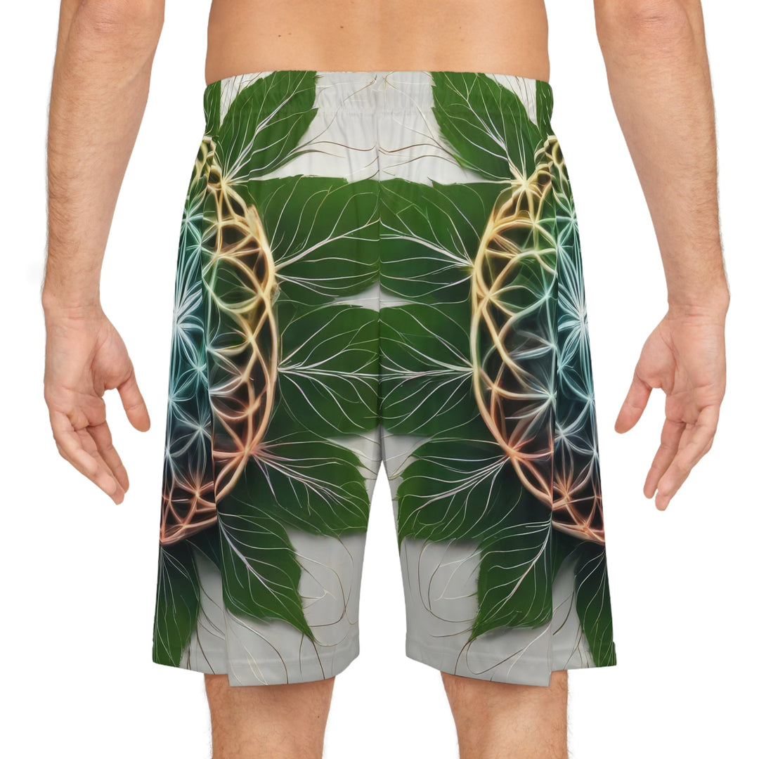 Vibrant Geometric Botanical - AOP Basketball Shorts - All Over Prints - g(0D·IO) - Seam thread color automatically matched to design - XS -