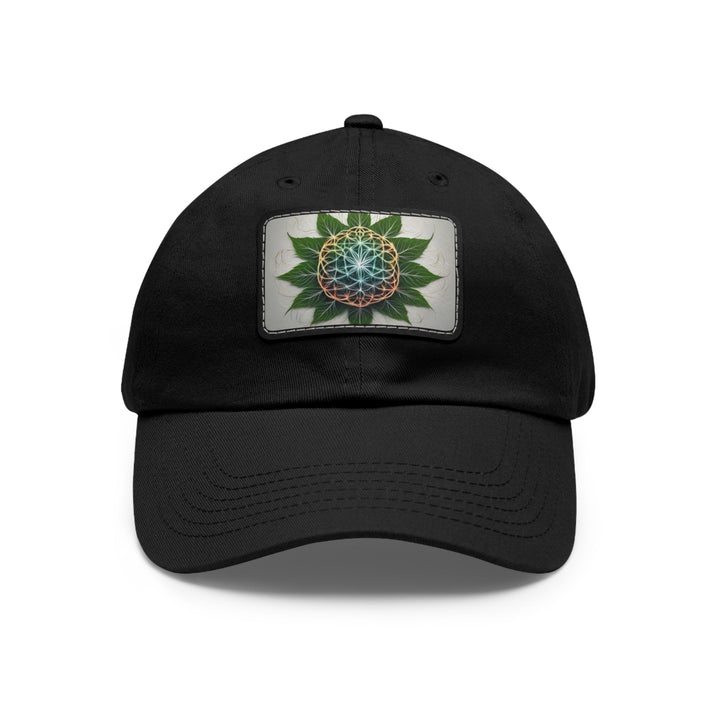 Vibrant Geometric Botanical - Dad Hat - Hats - g(0D·IO) - Black / Black patch - Rectangle - One size