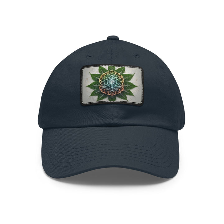 Vibrant Geometric Botanical - Dad Hat - Hats - g(0D·IO) - Navy / Black patch - Rectangle - One size