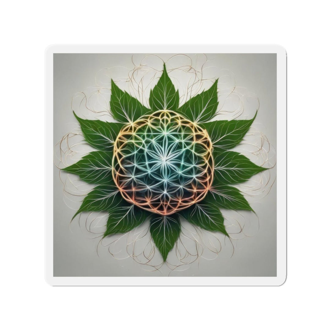 Vibrant Geometric Botanical - Die-cut Magnet - Home Decor - g(0D·IO) - 5" x 5" - Die-Cut - 1 pc