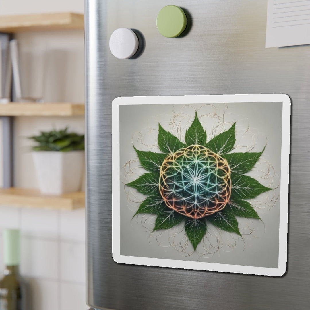 Vibrant Geometric Botanical - Die-cut Magnet - Home Decor - g(0D·IO) - 6 × 6" - Die-Cut - 1 pc