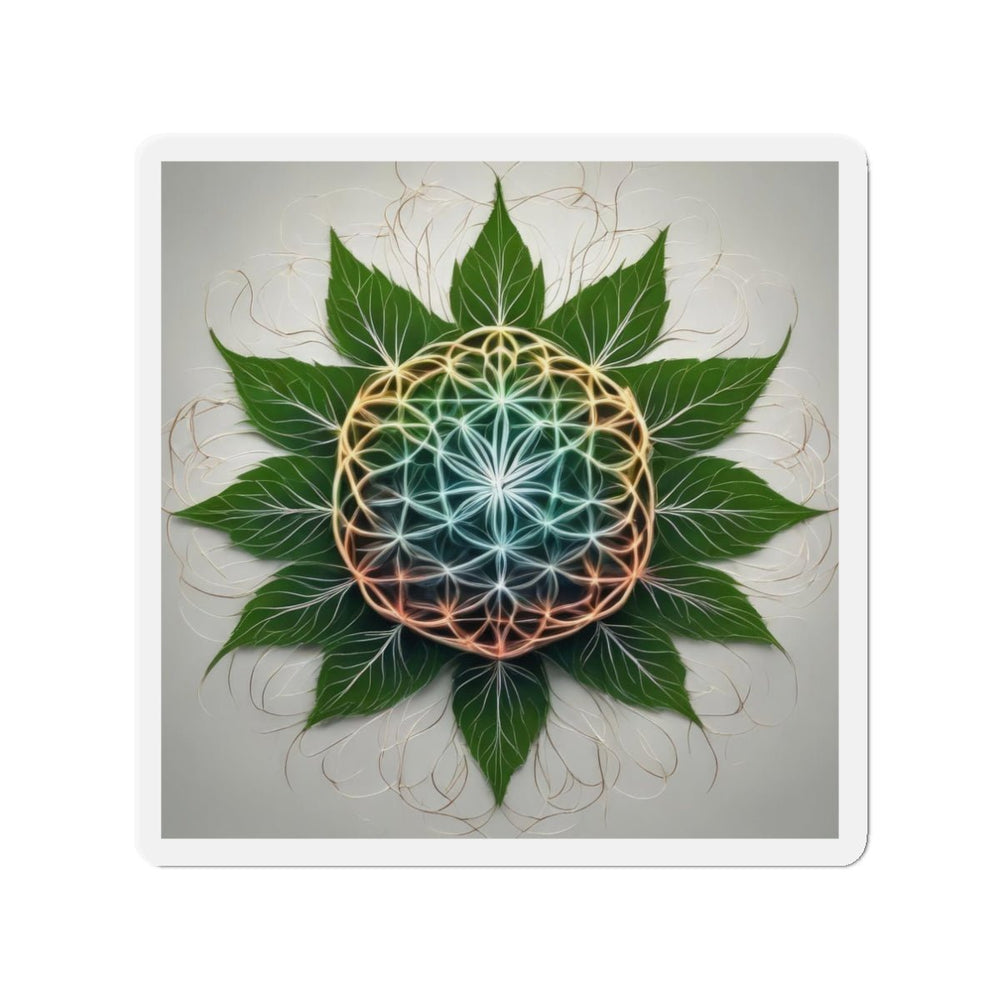 Vibrant Geometric Botanical - Die-cut Magnet - Home Decor - g(0D·IO) - 3" x 3" - Die-Cut - 1 pc