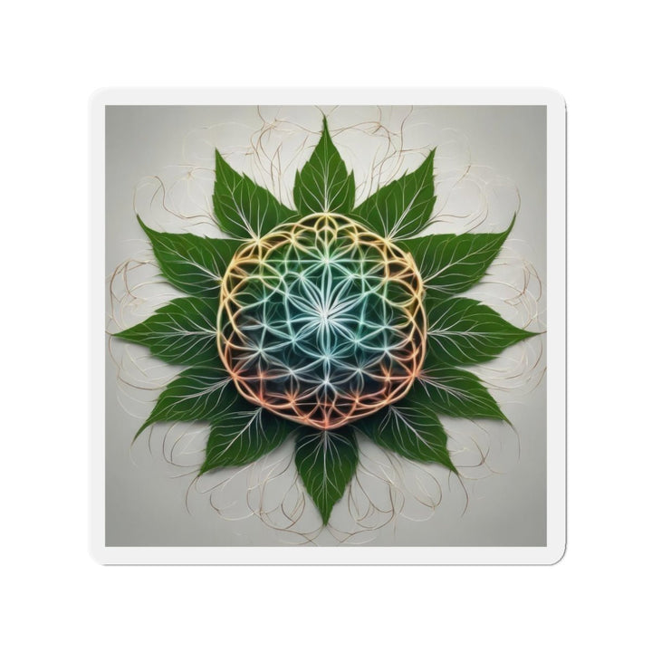 Vibrant Geometric Botanical - Die-cut Magnet - Home Decor - g(0D·IO) - 3" x 3" - Die-Cut - 1 pc