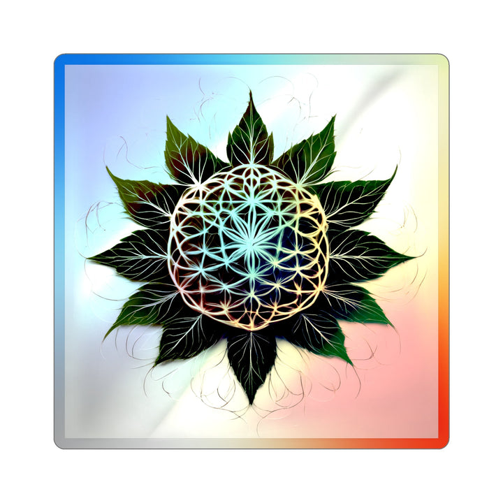 Vibrant Geometric Botanical - Holographic Die-Cut Sticker - Paper products - g(0D·IO) - 3" × 3" - Die-Cut - Holographic