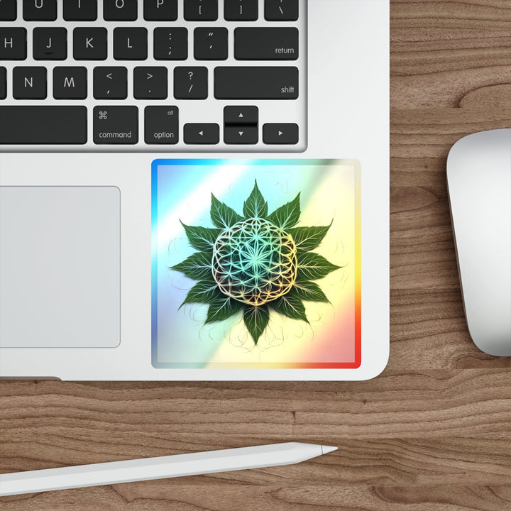 Vibrant Geometric Botanical - Holographic Die-Cut Sticker - Paper products - g(0D·IO) - 5" × 5" - Die-Cut - Holographic