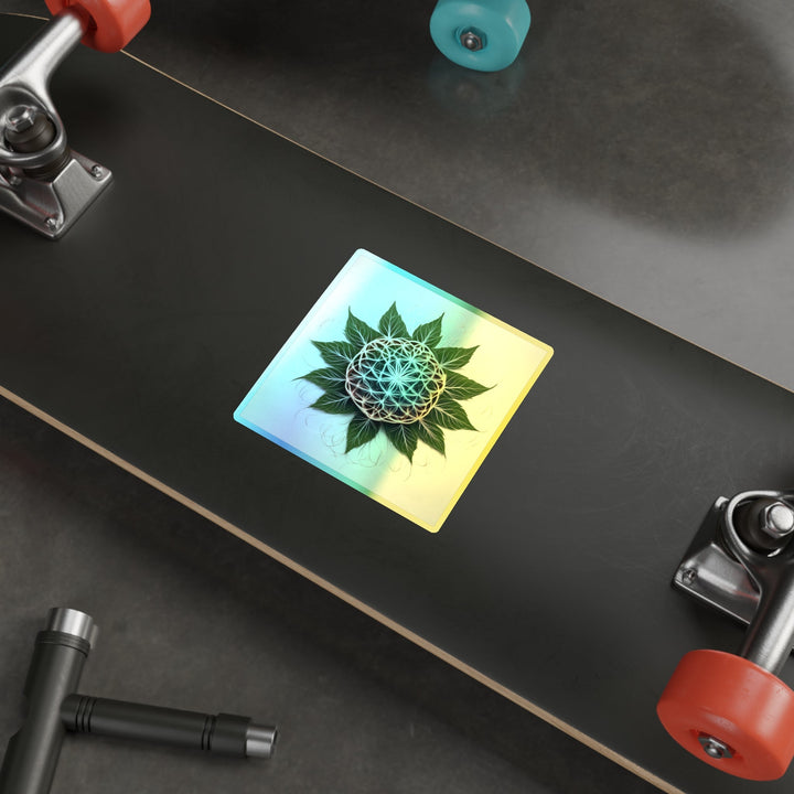 Vibrant Geometric Botanical - Holographic Die-Cut Sticker - Paper products - g(0D·IO) - 5" × 5" - Die-Cut - Holographic