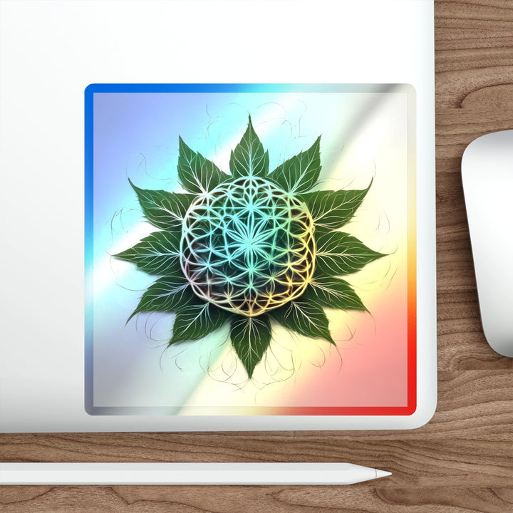 Vibrant Geometric Botanical - Holographic Die-Cut Sticker - Paper products - g(0D·IO) - 5" × 5" - Die-Cut - Holographic