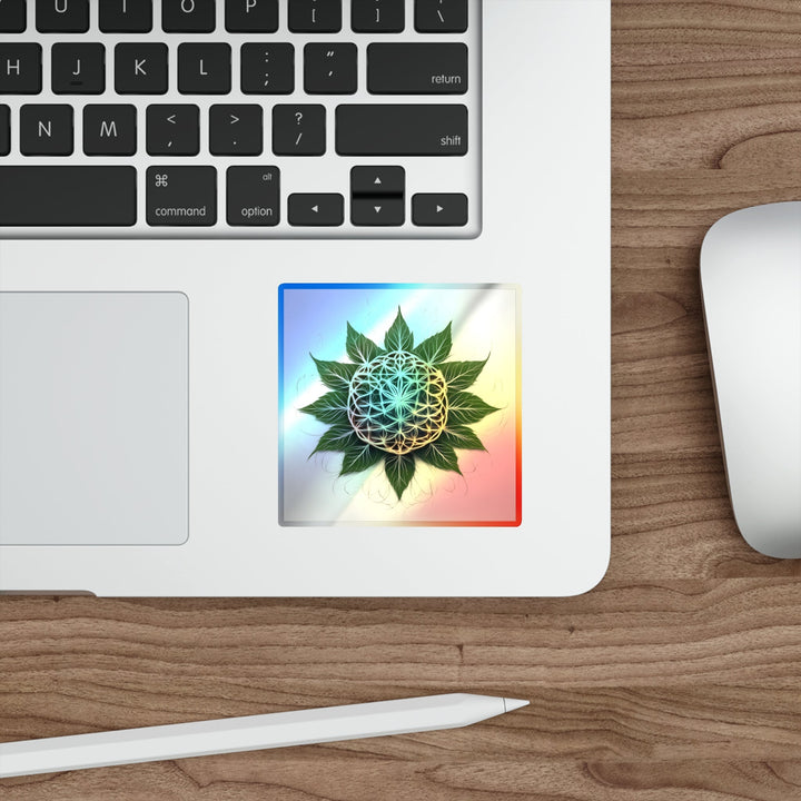 Vibrant Geometric Botanical - Holographic Die-Cut Sticker - Paper products - g(0D·IO) - 5" × 5" - Die-Cut - Holographic