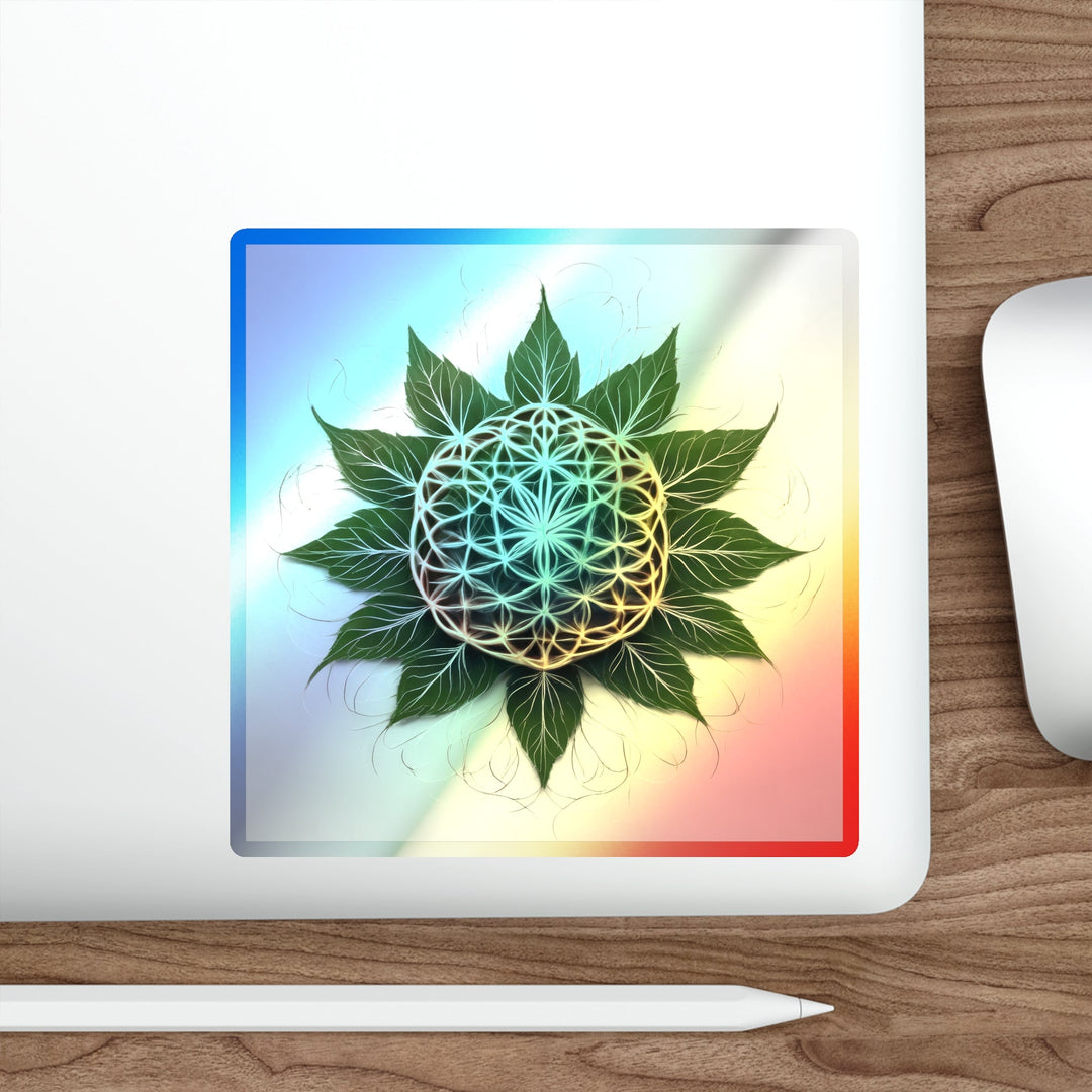 Vibrant Geometric Botanical - Holographic Die-Cut Sticker - Paper products - g(0D·IO) - 5" × 5" - Die-Cut - Holographic