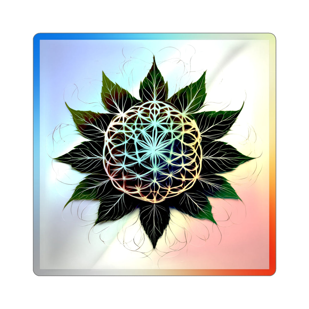 Vibrant Geometric Botanical - Holographic Die-Cut Sticker - Paper products - g(0D·IO) - 5" × 5" - Die-Cut - Holographic