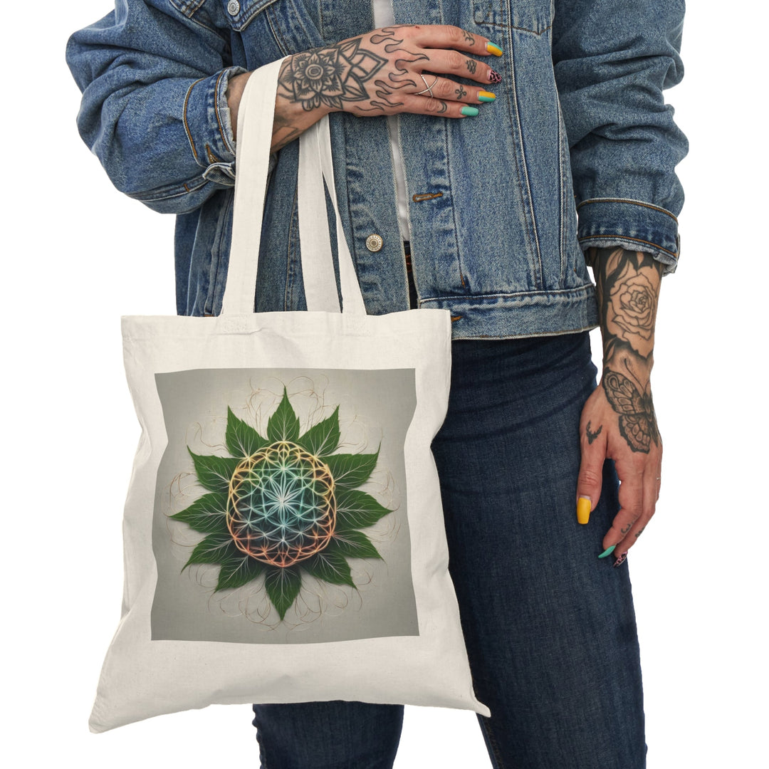 Vibrant Geometric Botanical - Natural Tote Bag - Bags - g(0D·IO) - 15" x 16" - Natural -