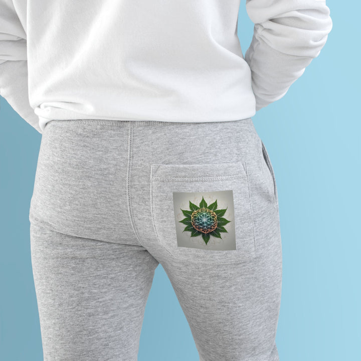 Vibrant Geometric Botanical - Premium Fleece Joggers - Trousers - g(0D·IO) - Charcoal Heather - M -