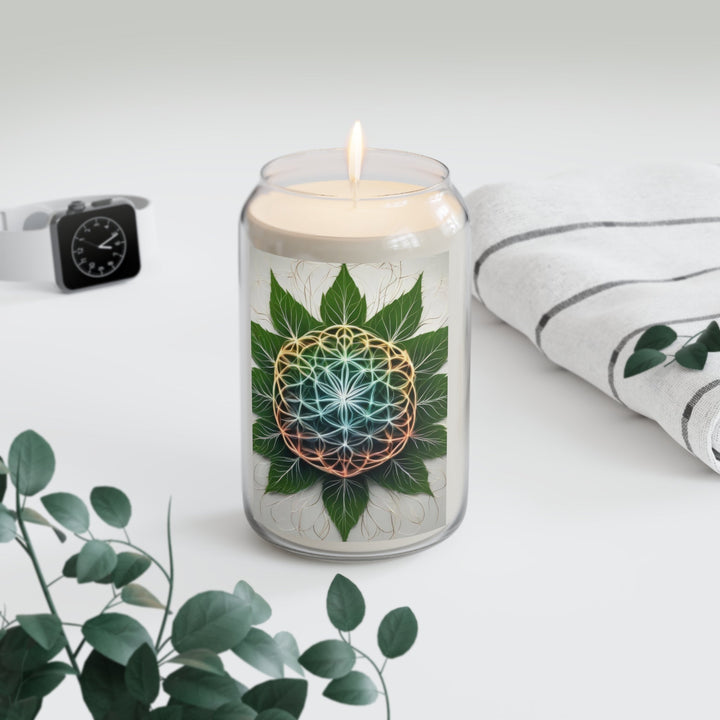 Vibrant Geometric Botanical - Scented Candle - Home Decor - g(0D·IO) - Vanilla Bean - 13.75oz -