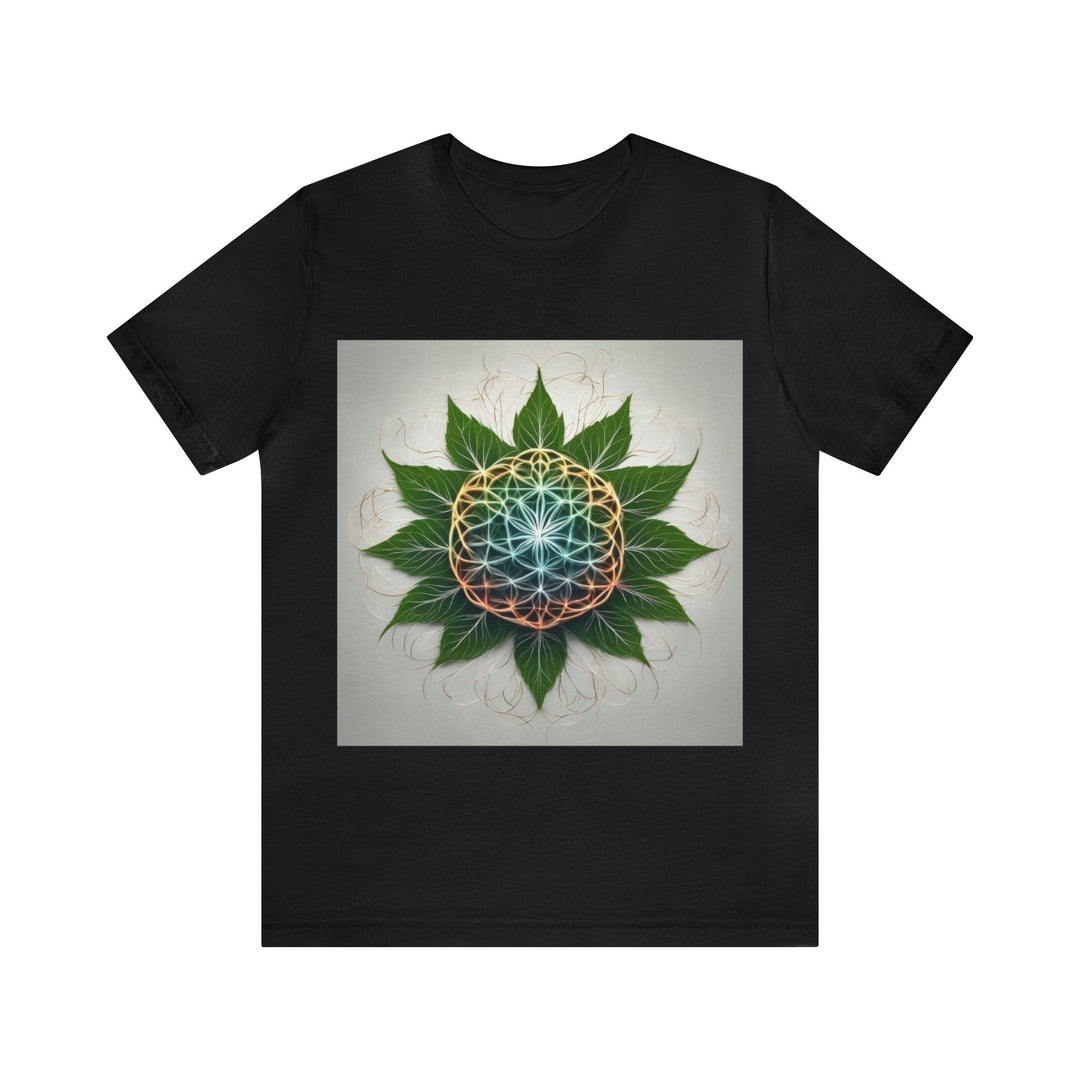 Vibrant Geometric Botanical - Unisex Jersey Short Sleeve Tee - T-Shirt - g(0D·IO) - Black - S -