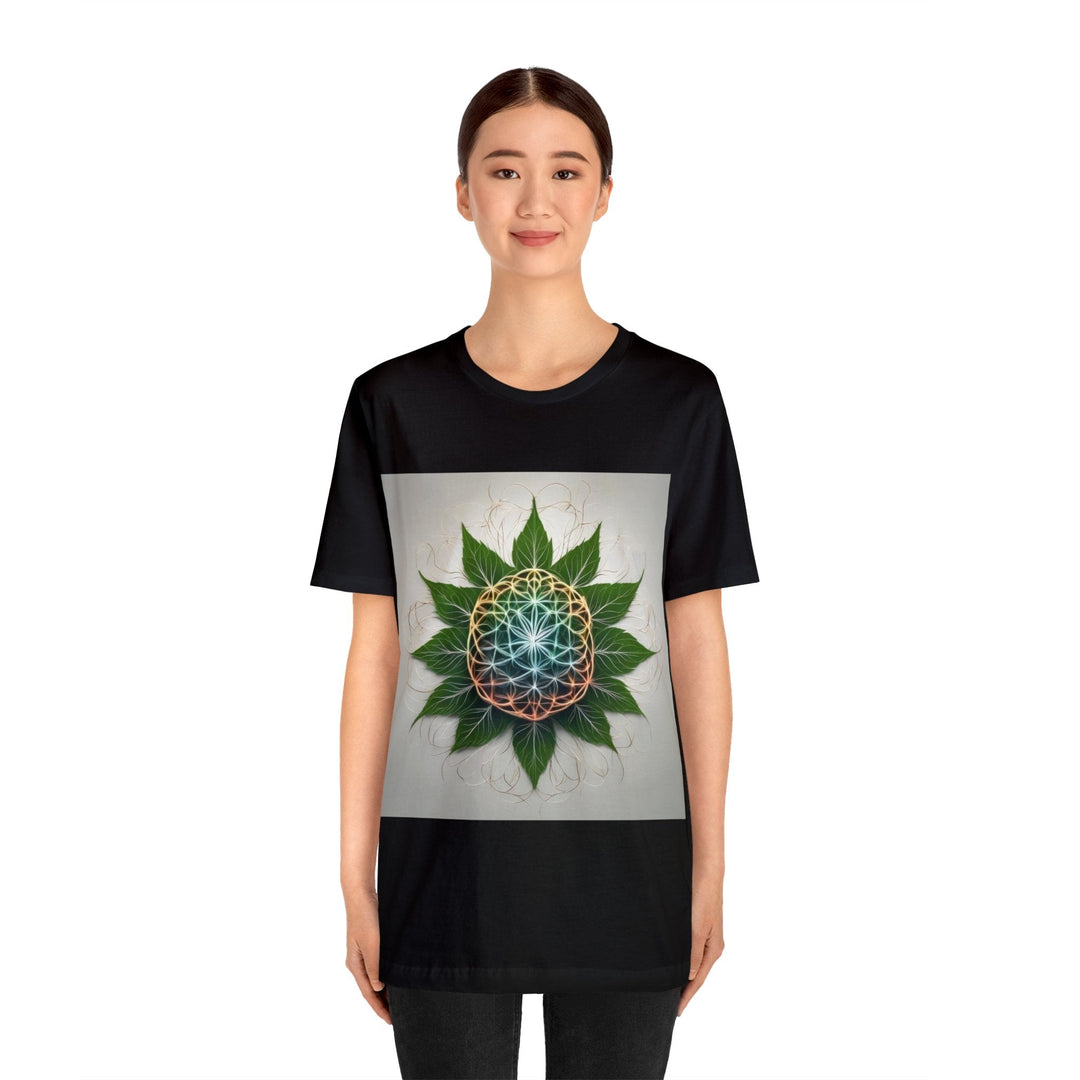 Vibrant Geometric Botanical - Unisex Jersey Short Sleeve Tee - T-Shirt - g(0D·IO) - Black - S -