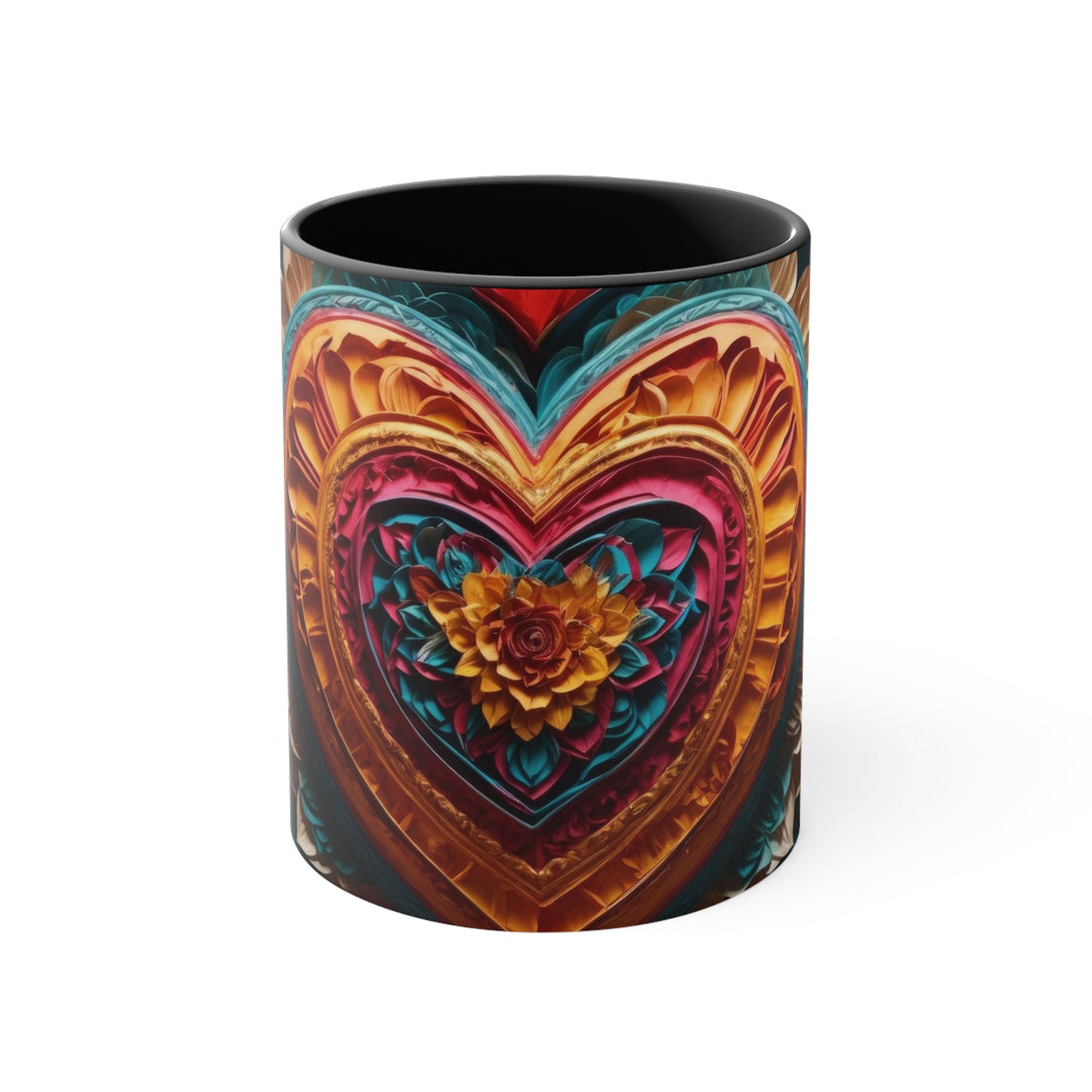 Vibrant Heart Bloom - Accent Coffee Mug - Mug - g(0D·IO) - Black - 11oz -