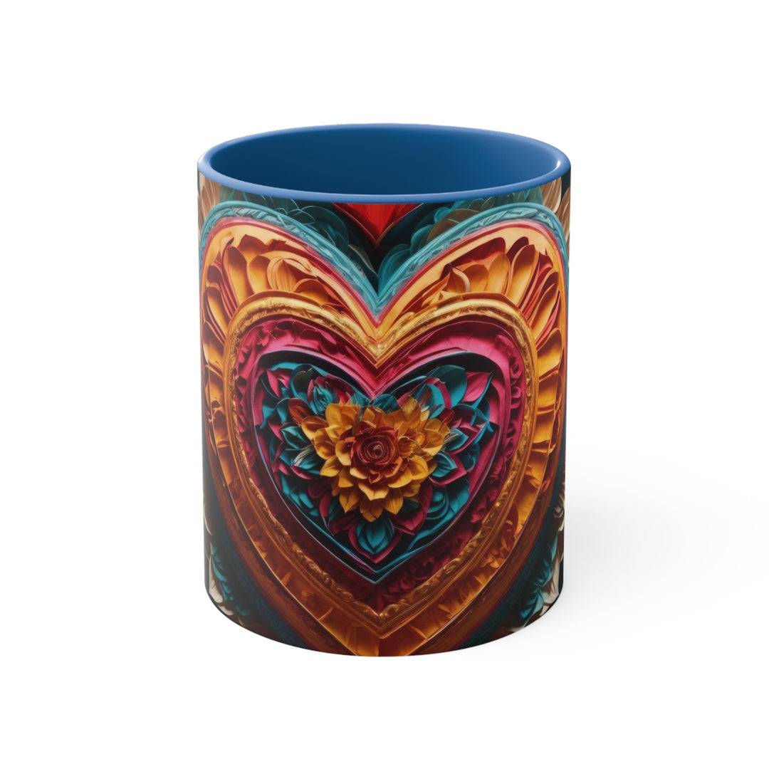 Vibrant Heart Bloom - Accent Coffee Mug - Mug - g(0D·IO) - Blue - 11oz -