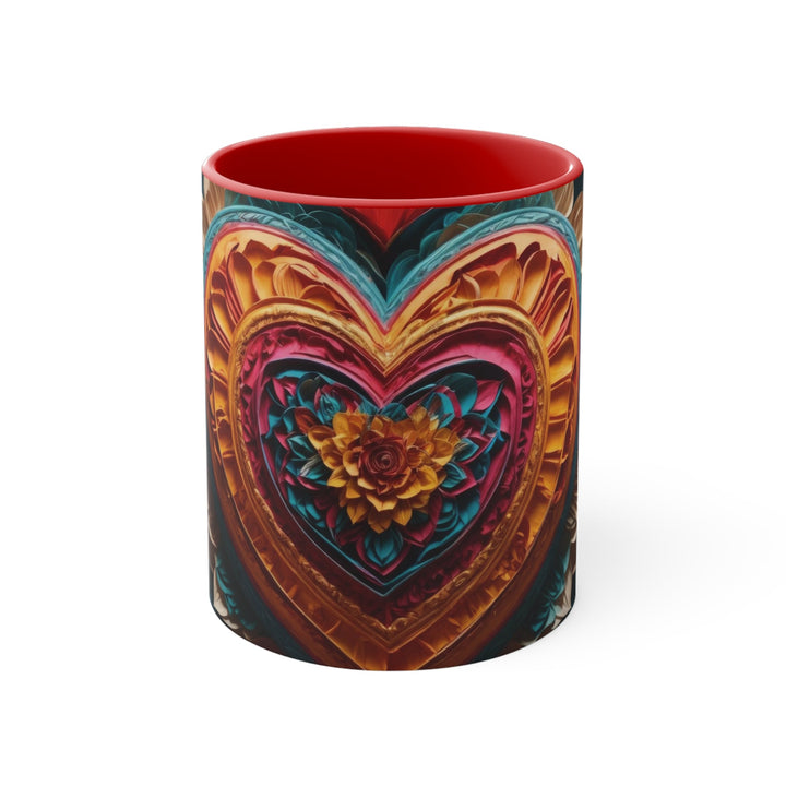 Vibrant Heart Bloom - Accent Coffee Mug - Mug - g(0D·IO) - Red - 11oz -