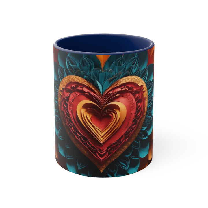 Vibrant Heart Bloom - Accent Coffee Mug - Mug - g(0D·IO) - Navy - 11oz -